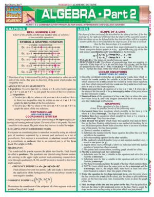 Image of ALGEBRA PART 2 QuickStudy Barchart